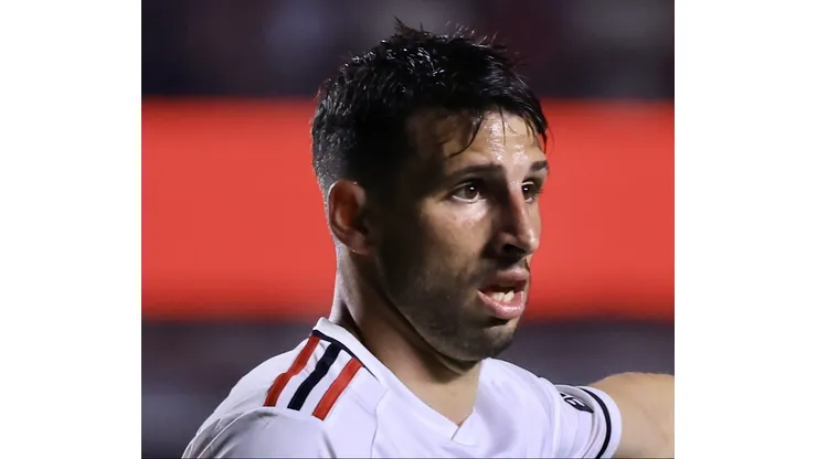 Calleri jogador do São Paulo durante partida contra o Corinthians no estádio Morumbi pelo campeonato Copa do Brasil 2023. Foto: Marcello Zambrana/AGIF