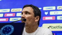 Coletiva Zé Ricardo, na Toca da Raposa 2, em Belo Horizonte. Foto: Gustavo Aleixo/Cruzeiro IMPORTANTE: Imagem destinada a uso institucional e divulgação, seu uso comercial está vetado incondicionalmente por seu autor e o Cruzeiro Esporte Clube. IMPORTANT: image intended for institutional use and distribution. Commercial use is prohibited unconditionally by its author and Cruzeiro Esporte Clube.