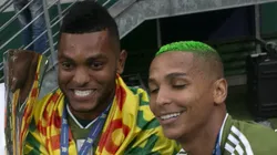 SP - Sao Paulo - 02/12/2018 - Brasileiro A 2018 - Palmeiras X Vitoria - jogadores Deyverson e Borja do Palmeiras comemora conquista do Campeonato apos partida contra o Vitoria no estadio Arena Allianz Parque pelo campeonato Brasileiro A 2018. Foto: Daniel Vorley/AGIF