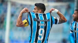 Foto: Lucas Uebel/Grêmio FBPA - Suárez comemorando o tento contra o Cuiabá