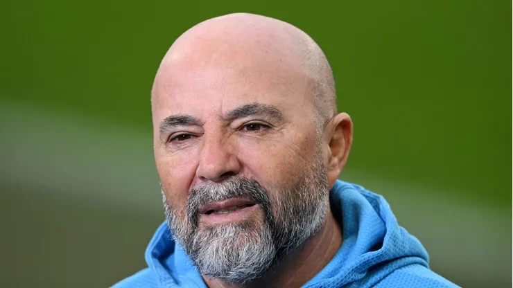 BASEL, SWITZERLAND - MARCH 17: Jorge Sampaoli, Head Coach of Marseille speaks to the media prior to the UEFA Conference League Round of 16 Leg Two match between FC Basel and Olympique Marseille at St. Jakob-Park on March 17, 2022 in Basel, Switzerland. (Photo by Matthias Hangst/Getty Images)