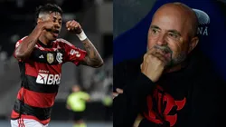 Foto Esq.: Thiago Ribeiro/AGIF e Foto Dir.: Thiago Ribeiro/AGIF - Bruno Henrique e Jorge Sampaoli