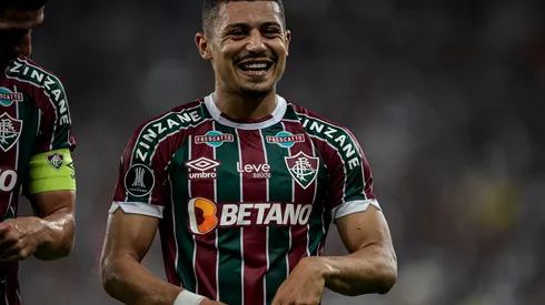 RJ - RIO DE JANEIRO - 24/08/2023 - LIBERTADORES 2023, FLUMINENSE X OLIMPIA - Andre jogador do Fluminense comemora seu gol durante partida contra o Olimpia no estadio Maracana pelo campeonato Libertadores 2023. Foto: Thiago Ribeiro/AGIF