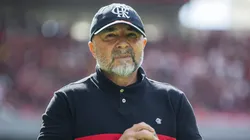 PORTO ALEGRE, BRAZIL - APRIL 23: Head Coach Jorge Sampaoli of Flamengo looks on during a Brasileirao match between Internacional and Flamengo at Beira-Rio Stadium on April 23, 2023 in Porto Alegre, Brazil. (Photo by Fernando Alves/Getty Images)