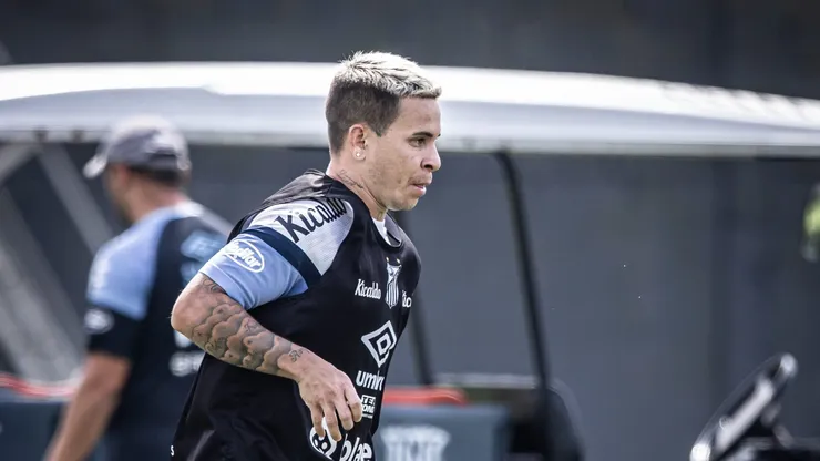 Foto: Raul Baretta/ Santos FC - Soteldo em treino deste sábado