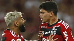 RIO DE JANEIRO, BRAZIL - MAY 27: Ayrton Lucas (R) of Flamengo celebrates with teammate Gabriel Barbosa after scoring the team´s first goal during a match between Flamengo and Cruzeiro as part of Brasileirao 2023 at Maracana Stadium on May 27, 2023 in Rio de Janeiro, Brazil. (Photo by Wagner Meier/Getty Images)