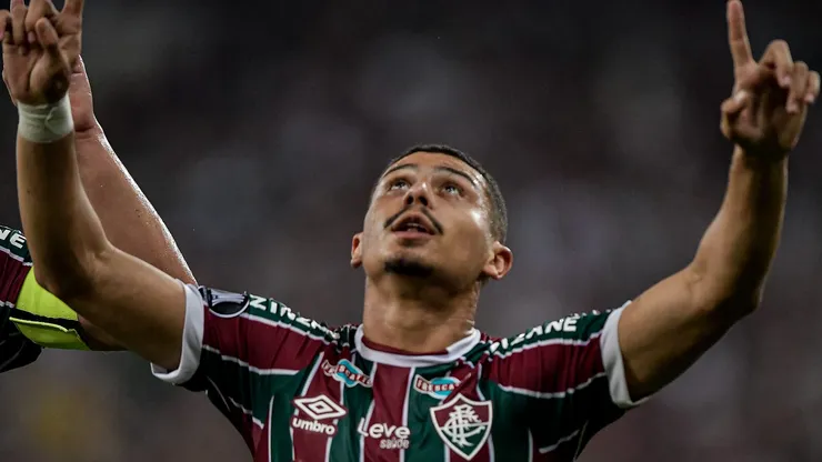 RJ - RIO DE JANEIRO - 24/08/2023 - LIBERTADORES 2023, FLUMINENSE X OLIMPIA - Andre jogador do Fluminense comemora seu gol durante partida contra o Olimpia no estadio Maracana pelo campeonato Libertadores 2023. Foto: Thiago Ribeiro/AGIF