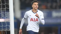 LIVERPOOL, ENGLAND - NOVEMBER 03: Dele Alli of Tottenham Hotspur celebrates after scoring his sides first goal during the Premier League match between Everton FC and Tottenham Hotspur at Goodison Park on November 03, 2019 in Liverpool, United Kingdom. (Photo by Michael Regan/Getty Images)