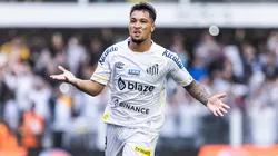 Marcos Leonardo, do Santos, comemora gol na Vila Belmiro - Foto: Abner Dourado/AGIF