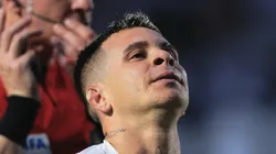 Soltedo jogador do Santos comemora seu gol durante partida contra o Vasco no estadio Vila Belmiro pelo campeonato Brasileiro A 2023. Foto: Ettore Chiereguini/AGIF