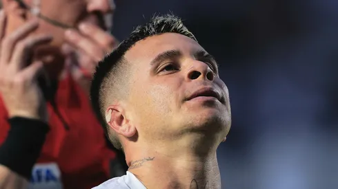 Soltedo jogador do Santos comemora seu gol durante partida contra o Vasco no estadio Vila Belmiro pelo campeonato Brasileiro A 2023. Foto: Ettore Chiereguini/AGIF