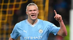 Foto: Christian Kaspar-Bartke/Getty Images - Haaland comemorando tento na UEFA Champions League