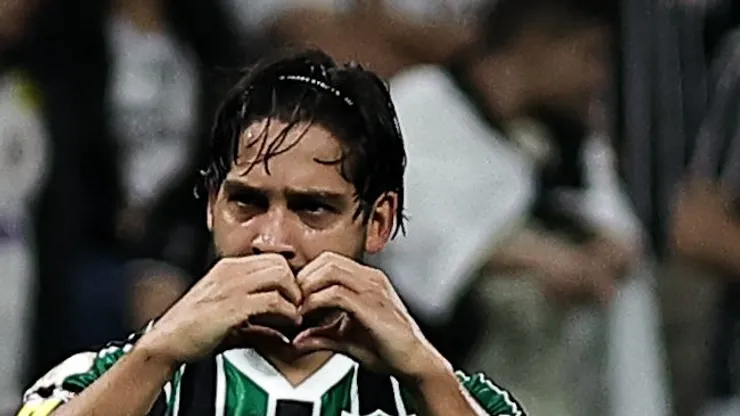 Benitez jogador do America-MG comemora seu gol durante partida contra o Corinthians no estadio Arena Corinthians pelo campeonato Brasileiro A 2023. Foto: Fabio Giannelli/AGIF