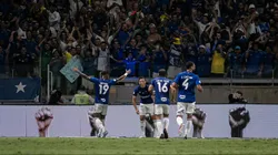 Marlon jogador do Cruzeiro comemora seu gol durante partida contra o Bahia no estadio Mineirao pelo campeonato Brasileiro A 2023. Foto: Fernando Moreno/AGIF