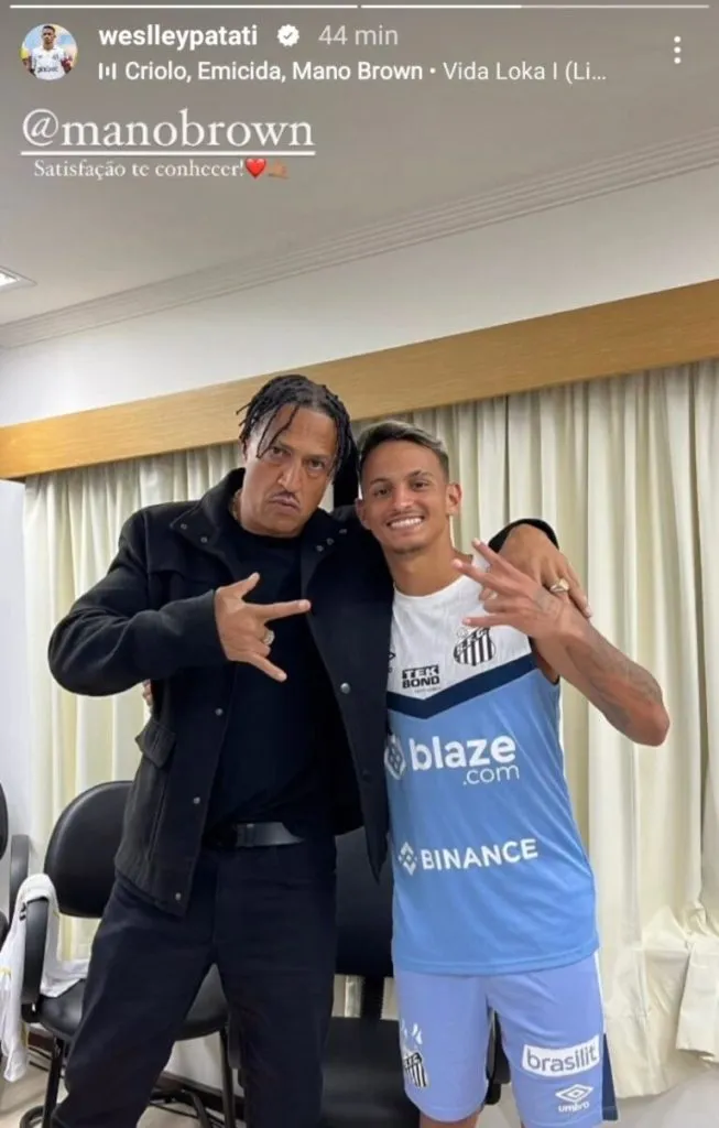 Reprodução/Instagram oficial Patati – Mano Brown visitou o elenco santista