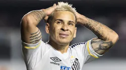 Foto: Abner Dourado/AGIF - Soteldo jogador do Santos lamenta derrota ao final da partida contra o Bragantino no estadio Vila Belmiro pelo campeonato Brasileiro A 2023.