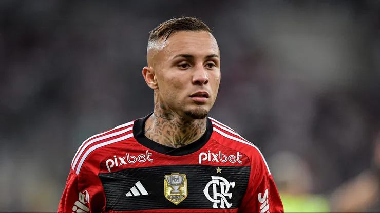 Éverton Cebolinha jogador do Flamengo durante partida contra o Fluminense no estadio Maracana pelo campeonato Copa do Brasil 2023. Foto: Thiago Ribeiro/AGIF