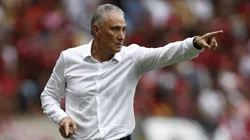 RIO DE JANEIRO, BRAZIL - OCTOBER 22: Adenor Tite coach of Flamengo reacts during the match between Flamengo and Vasco Da Gama as part of Brasileirao 2023 at Maracana Stadium on October 22, 2023 in Rio de Janeiro, Brazil. (Photo by Wagner Meier/Getty Images)