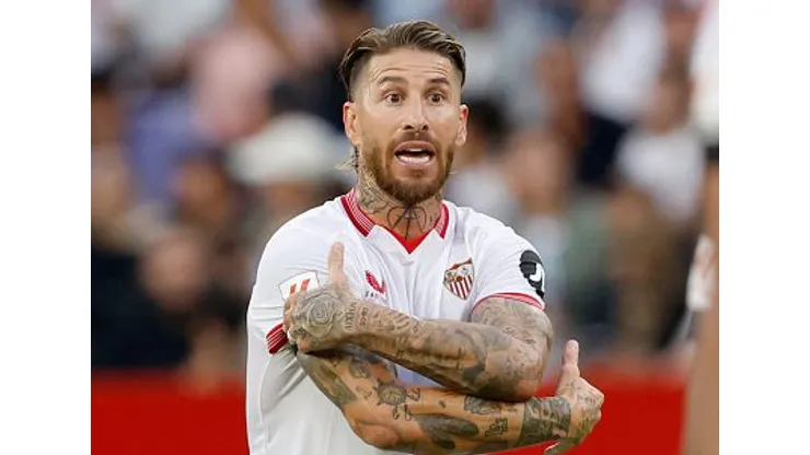 SEVILLA, SPAIN - OCTOBER 21: Sergio Ramos of Sevilla FC during the LaLiga EA Sports match between Sevilla v Real Madrid at the Estadio Ramon Sanchez Pizjuan on October 21, 2023 in Sevilla Spain (Photo by Eric Verhoeven/Soccrates/Getty Images)