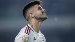Jogador do Sao Paulo durante partida contra o Goiás no estádio Serrinha pelo campeonato Brasileiro A 2023. Foto: Heber Gomes/AGIF