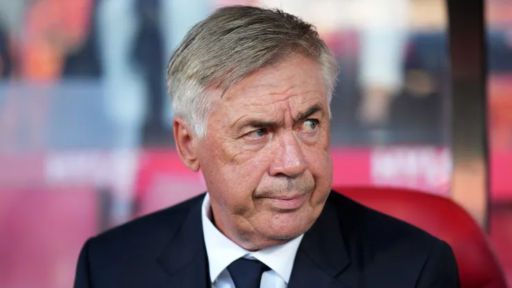 GIRONA, SPAIN - SEPTEMBER 30: Carlo Ancelotti, Head Coach of Real Madrid, looks on prior to the LaLiga EA Sports match between Girona FC and Real Madrid CF at Montilivi Stadium on September 30, 2023 in Girona, Spain. (Photo by Alex Caparros/Getty Images)