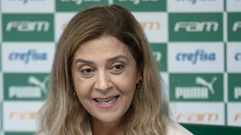 A Presidente do Palmeiras Leila Pereira durante coletiva de imprensa realizada no CT Barra Funda. Foto: Ettore Chiereguini/AGIF