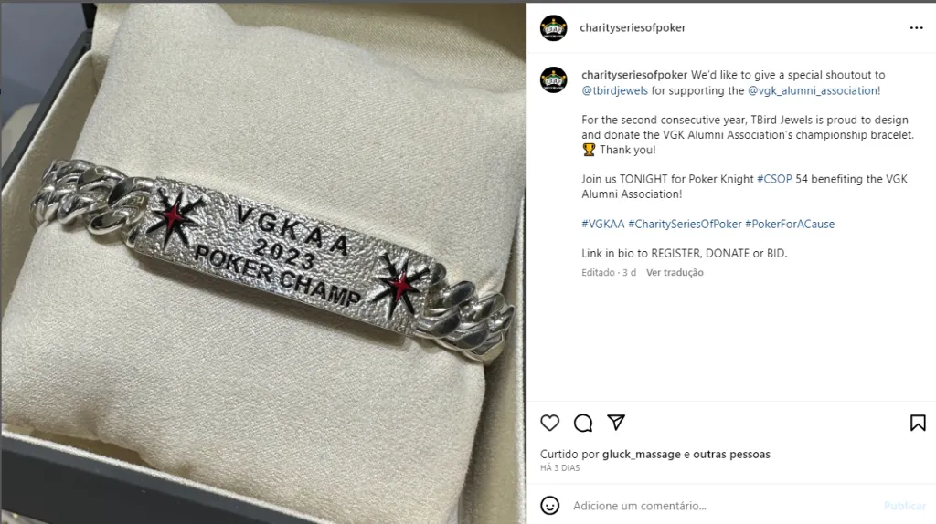 Foto: Reprodução @charityseriesofpoker