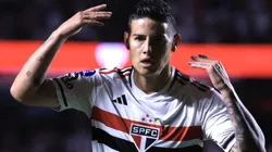 Foto: Marcello Zambrana/AGIF - James Rodriguez jogador do Sao Paulo durante partida contra o LDU no estadio Morumbi pelo campeonato Copa Sul-Americana 2023.