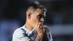 SP - SANTOS - 01/10/2023 - BRASILEIRO A 2023, SANTOS X VASCO - Soltedo jogador do Santos comemora seu gol durante partida contra o Vasco no estadio Vila Belmiro pelo campeonato Brasileiro A 2023. Foto: Ettore Chiereguini/AGIF