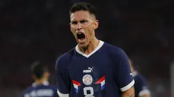 SANTIAGO, CHILE - MARCH 27: Matias Rojas #8 of Paraguay celebrates a goal with teammates during an international friendly match against Paraguay at Estadio Monumental David Arellano on March 27, 2023 in Santiago, Chile. (Photo by Marcelo Hernandez/Getty Images)