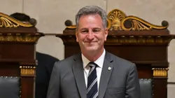 RJ - Rio de Janeiro - 25/11/2019 - Titulo de Cidadao Honorario Carioca a Jorge Jesus - O presidente do Flamengo Rodolfo Landim durante a entrega do titulo de cidadao honorario carioca, no Plenario da Camara Municipal do Rio de Janeiro. Foto: Thiago Ribeiro/AGIF