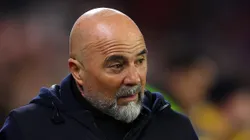 SEVILLE, SPAIN - FEBRUARY 16: Jorge Sampaoli, Head Coach of Sevilla FC, looks on prior to the UEFA Europa League knockout round play-off leg one match between Sevilla FC and PSV Eindhoven at Estadio Ramon Sanchez Pizjuan on February 16, 2023 in Seville, Spain. (Photo by Fran Santiago/Getty Images)