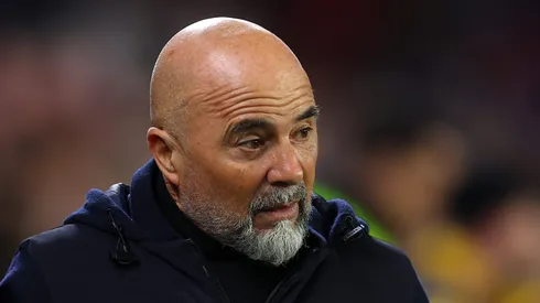 SEVILLE, SPAIN - FEBRUARY 16: Jorge Sampaoli, Head Coach of Sevilla FC, looks on prior to the UEFA Europa League knockout round play-off leg one match between Sevilla FC and PSV Eindhoven at Estadio Ramon Sanchez Pizjuan on February 16, 2023 in Seville, Spain. (Photo by Fran Santiago/Getty Images)