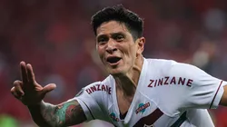 RS - PORTO ALEGRE - 04/10/2023 - LIBERTADORES 2023, INTERNACIONAL X FLUMINENSE - German Cano jogador do Fluminense comemora seu gol durante partida contra o Internacional no estadio Beira-Rio pelo campeonato Libertadores 2023. Foto: Maxi Franzoi/AGIF