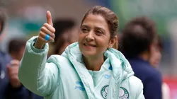 SAO PAULO, BRAZIL - AUGUST 07: Leila Pereira, President of Palmeiras, waves to the fans of his team before the match between Palmeiras and Goias as part of Brasileirao Series A 2022 at Allianz Parque on August 07, 2022 in Sao Paulo, Brazil. (Photo by Ricardo Moreira/Getty Images)