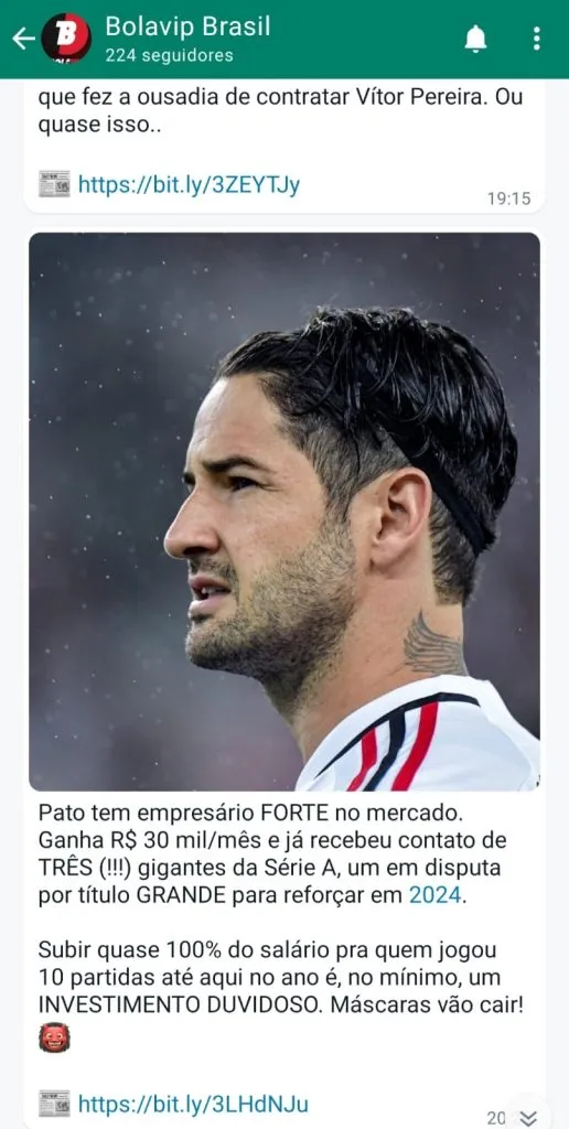 Canal do Bolavip Brasil no WhatsApp (Foto: Reprodução)