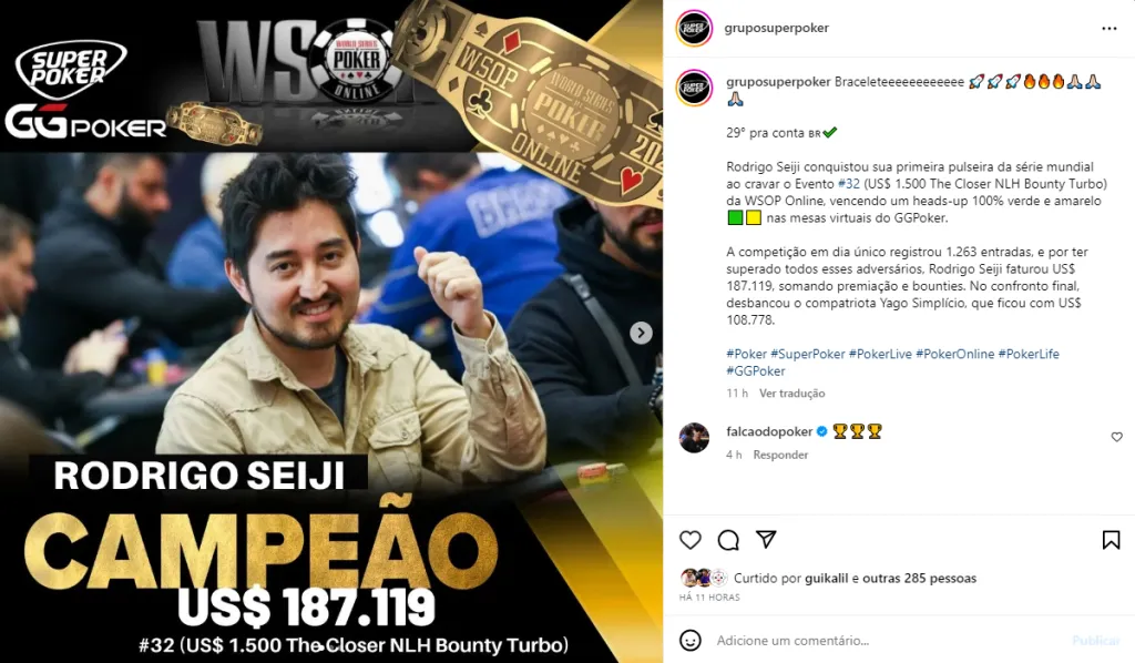 Foto: Reprodução Instagram @gruposuperpoker