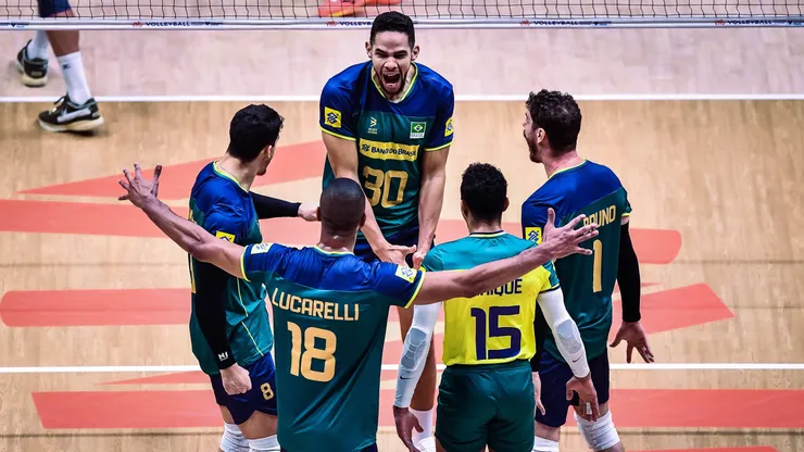 Brasil em ação pela Liga das Nações. Foto: FIVB