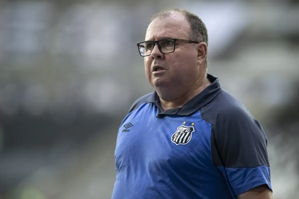 Marcelo Fernandes técnico do Santos durante partida pelo campeonato Brasileiro A 2023. Foto: Jorge Rodrigues/AGIF