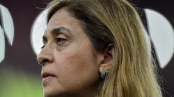 Leila Pereira, presidente do Palmeiras, durante partida contra o Flamengo no estadio Maracana pelo campeonato Brasileiro A 2023. Foto: Thiago Ribeiro/AGIF