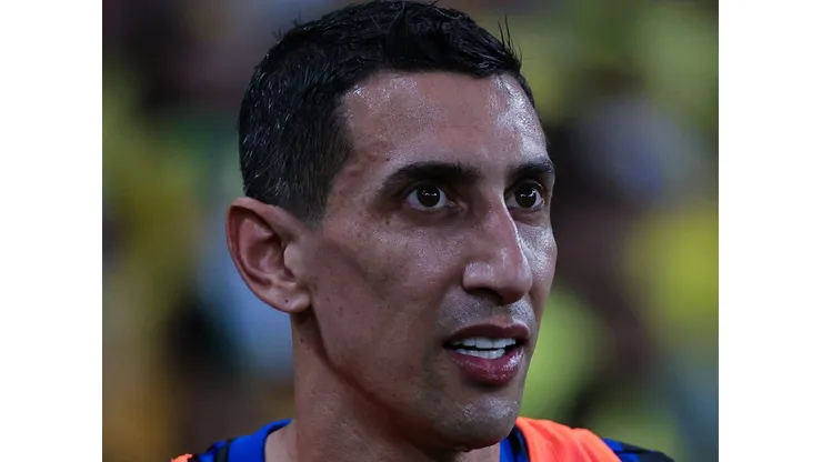 Di María, jogador do Argentina, em foto de arquivo de 21 de novembro de 2023 durante aquecimento antes da partida contra o Brasil no estadio Maracana pelo campeonato Eliminatórias Copa Do Mundo 2026. Foto: Fabio Giannelli/AGIF