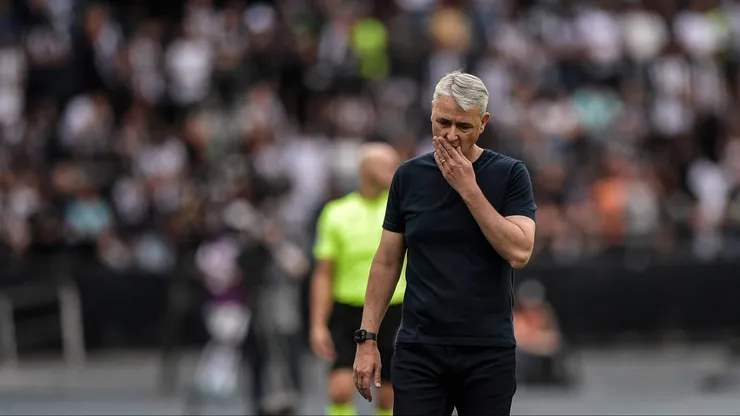 Tiago Nunes, técnico do Botafogo, durante partida contra o Santos no Engenhão pelo Campeonato Brasileiro - Foto: Thiago Ribeiro/AGIF