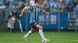 Franco Cristaldo jogador do Gremio durante partida contra o Corinthians no estadio Arena do Gremio pelo campeonato Brasileiro A 2023. Foto: Maxi Franzoi/AGIF