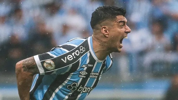 Luis Suarez jogador do Gremio durante partida contra o Corinthians no estadio Arena do Gremio pelo campeonato Brasileiro A 2023. Giancarlo Santorum/AGIF