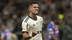 Paulinho jogador do Atletico-MG comemora seu gol durante partida contra o Fortaleza no estadio Arena MRV pelo campeonato Brasileiro A 2023. Alessandra Torres/AGIF