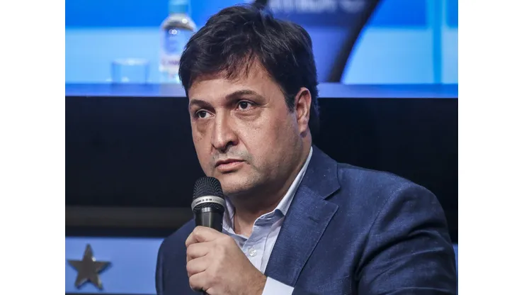 Alberto Guerra, presidente do Grêmio, durante em coletiva de imprensa realizada no Arena do Grêmio. Foto: Fernando Alves/AGIF