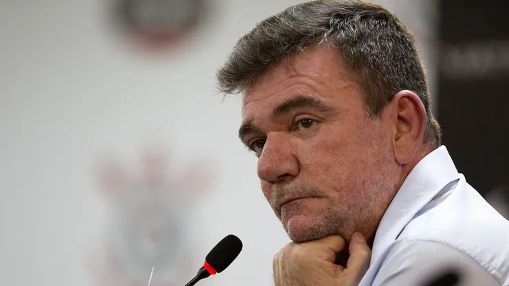 Presidente Andres Sanchez do Corinthians durante coletiva de imprensa antes do treino da equipe no CT Joaquim Grava. Foto: Daniel Vorley/AGIF