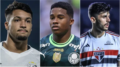 Marcos Leonardo, Endrick e Lucas Beraldo. Foto: Isabela Azine/Marcello Zambrana/Agif