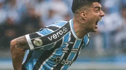 Luis Suarez jogador do Gremio durante partida contra o Corinthians no estadio Arena do Gremio pelo campeonato Brasileiro A 2023. Giancarlo Santorum/AGIF