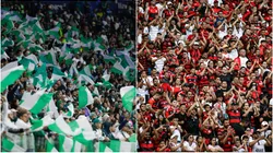 Torcida do Palmeiras e do Flamengo. Ricardo Moreira/Getty Images; Kely Pereira/AGIF